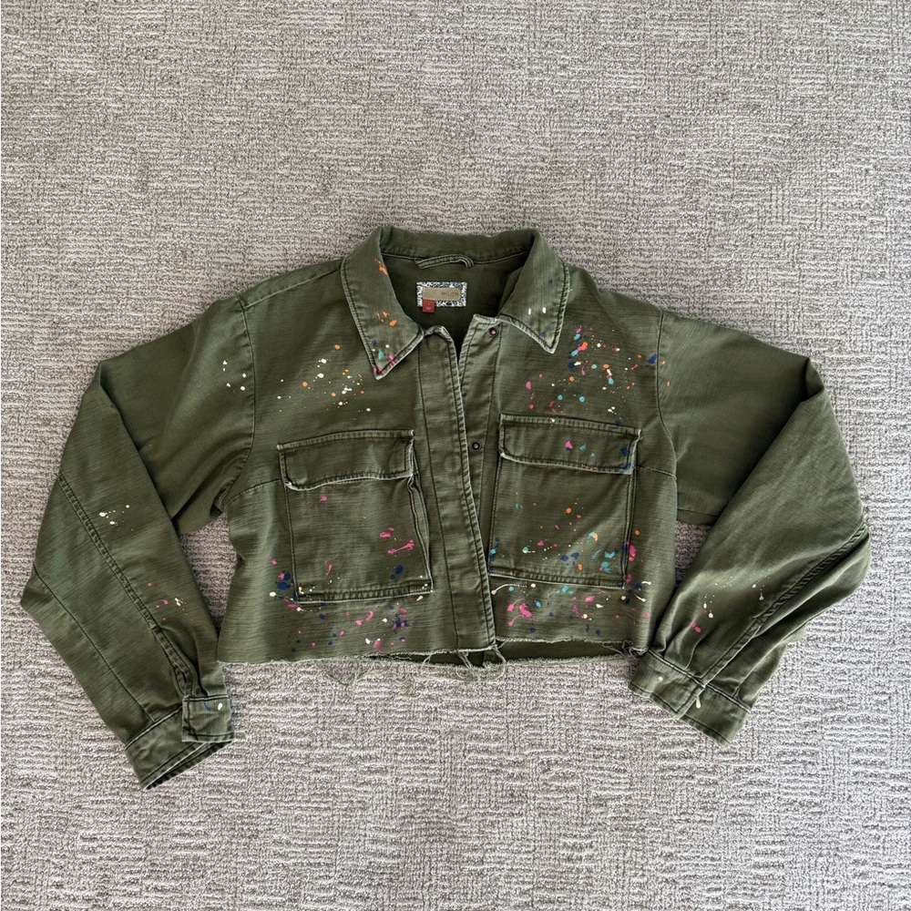 Women's Army Green Cropped Jacket